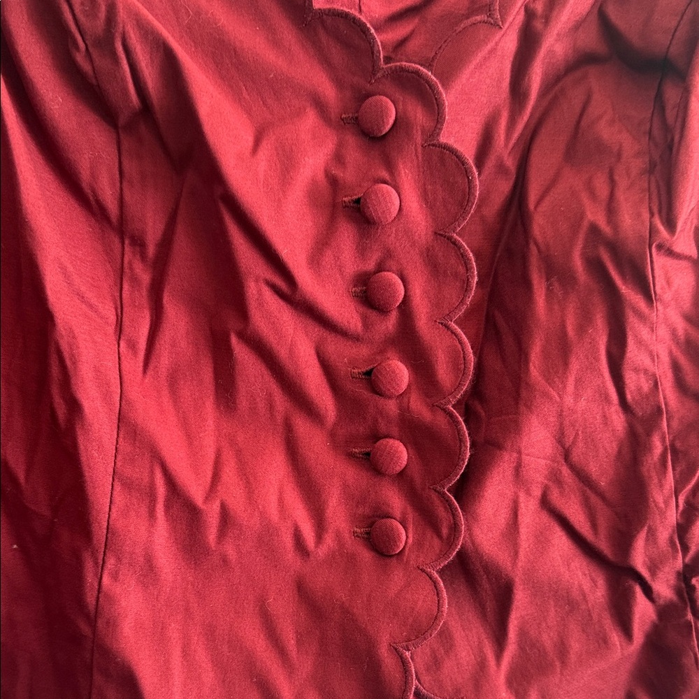 Reformation Size 8 Elianna Puff Shoulder Top in Chianti Button Front Enclosure - Picture 8 of 16